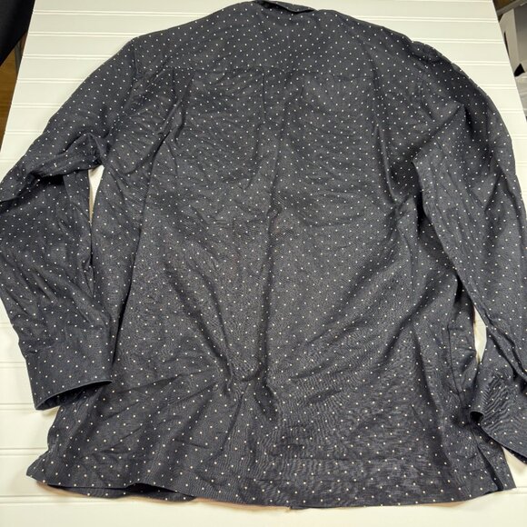 Paul Fredrick Trim Fit Button Up Shirt Mens Large Black Tan Polka Dots Linen GUC - Picture 4 of 4